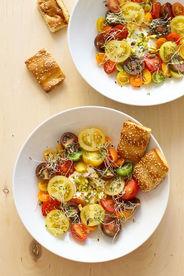 Heirloom Tomato Salad with a Quick Labneh