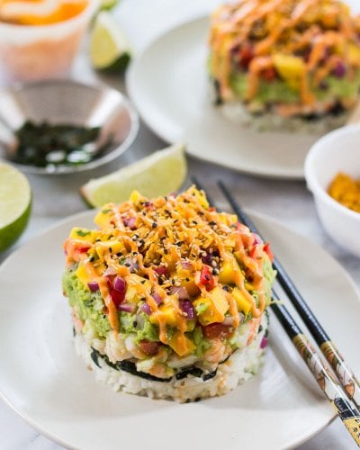 Spicy Shrimp Stack with Mango Salsa