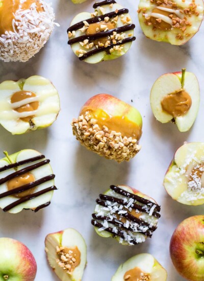 Stuffed Caramel Apples with Chocolate Drizzle