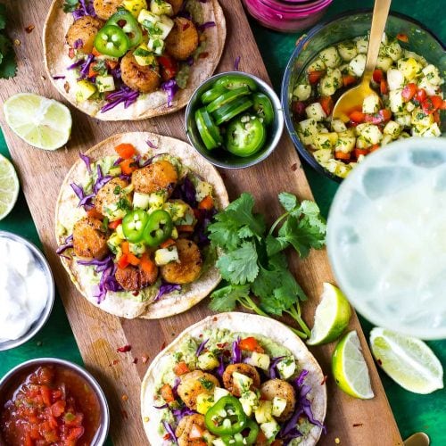 Seared Scallop Tacos with Pineapple Salsa