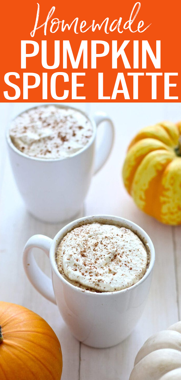 This homemade Pumpkin Spice Latte is the perfect fall drink that tastes just like the Starbucks version. It's made with real pumpkin puree! #pumpkinspicelatte #starbucks