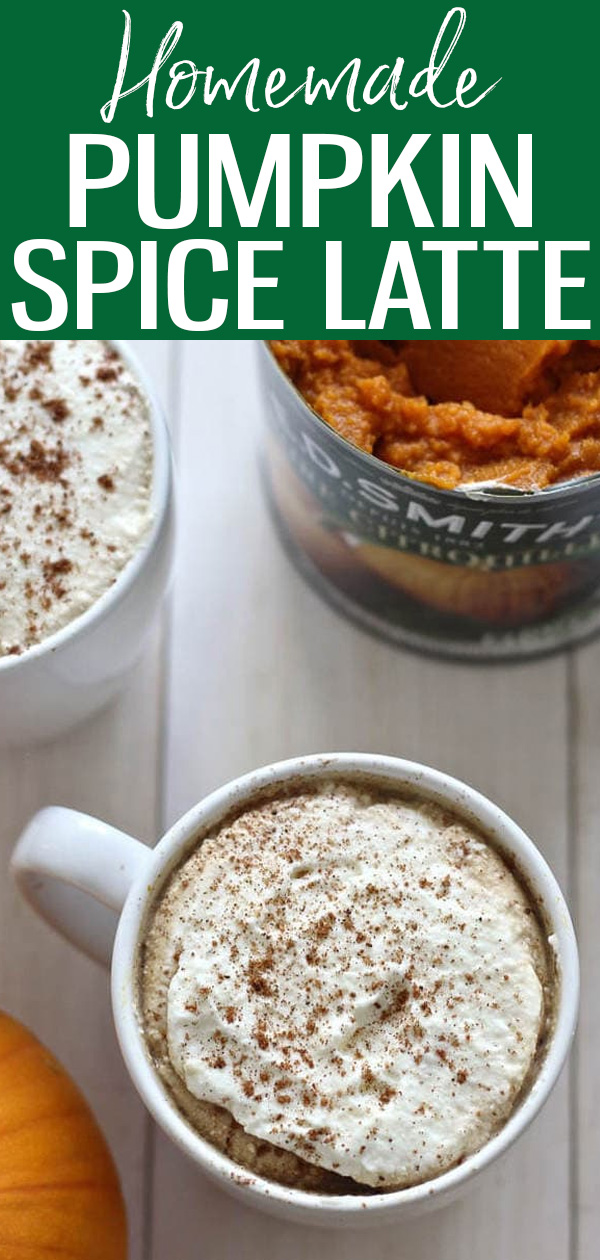 This homemade Pumpkin Spice Latte is the perfect fall drink that tastes just like the Starbucks version. It's made with real pumpkin puree! #pumpkinspicelatte #starbucks