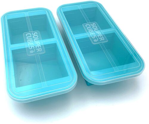  Souper Cubes 2-Cup Extra-Large Silicone Freezer Tray with Lid- 2 pack
