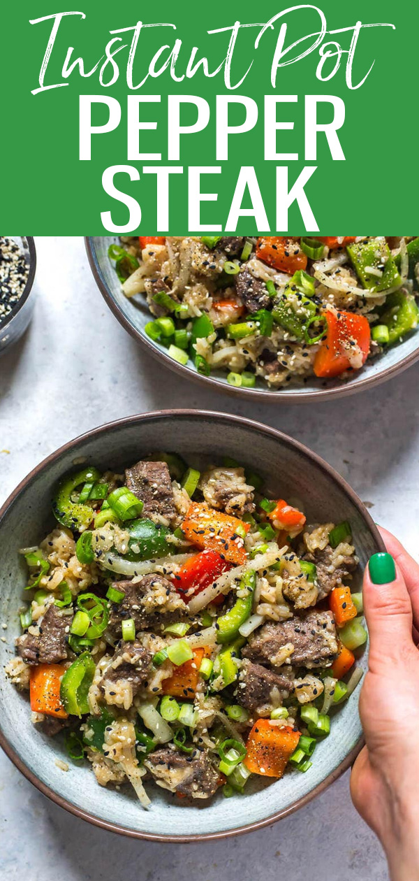 This Easy Instant Pot Pepper Steak is a delicious 30-minute dinner idea packed with bell peppers, sirloin steak and a tasty soy-pepper sauce! #instantpot #peppersteak