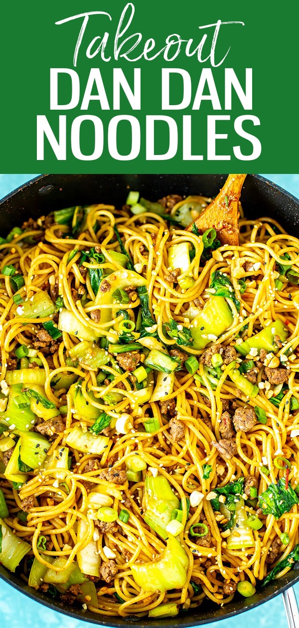 This is the easiest Dan Dan Noodles recipe. This spicy Chinese-inspired stir fry is made with ground beef, chili oil & greens for a tasty weeknight dinner! #dandannoodles