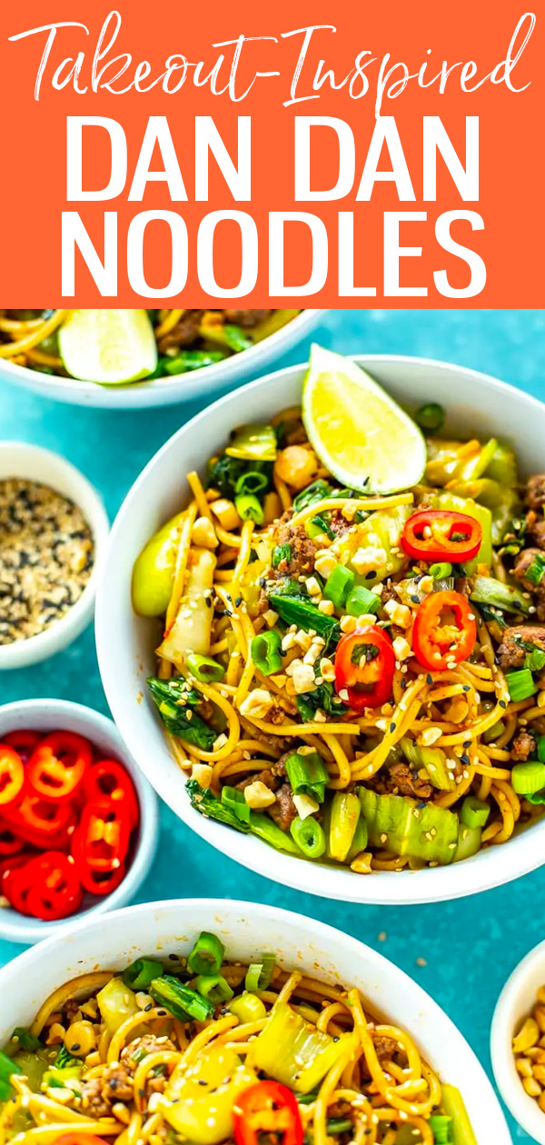 These Faux Dan Dan Noodles are inspired by the spicy stir fry dish and are a great weeknight dinner with ground beef, chili oil and bok choy. #dandannoodles