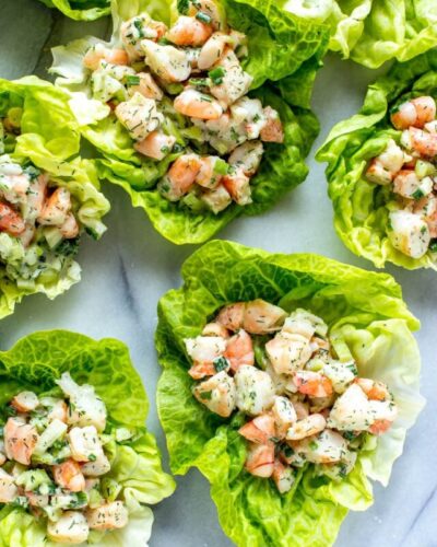 easy shrimp salad on lettuce