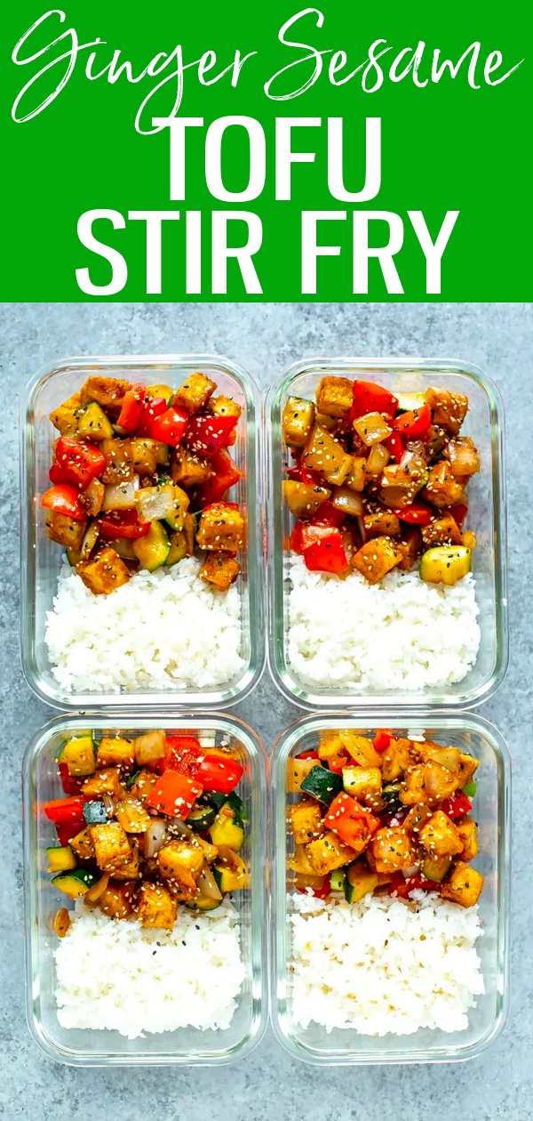 This Ginger Sesame Tofu Stir Fry is coated in a deliciously sticky sauce - plus, I'll show you the secret to getting that perfect crispy tofu! #mealprep #tofustirfry