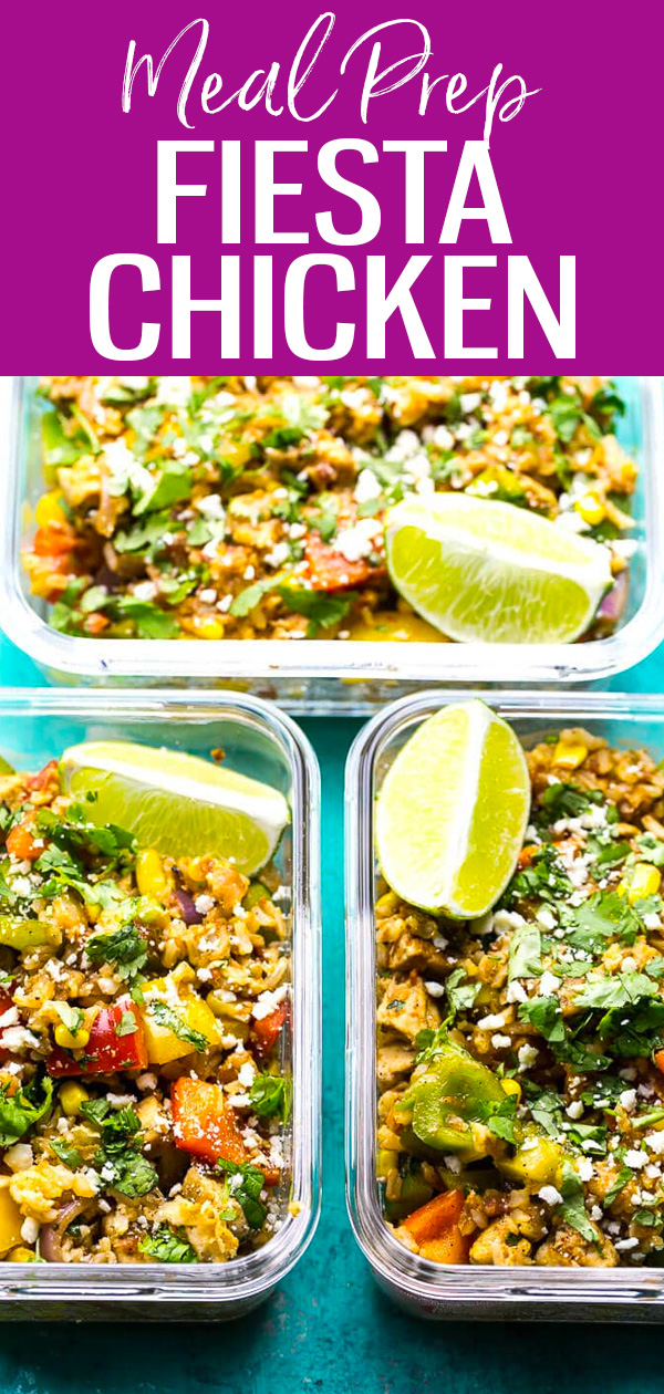 These Fiesta Chicken Rice Bowls will spice up your meal prep – they’re ready in just 30 minutes and are packed full of Tex Mex flavours. #mealprep #fiestachicken