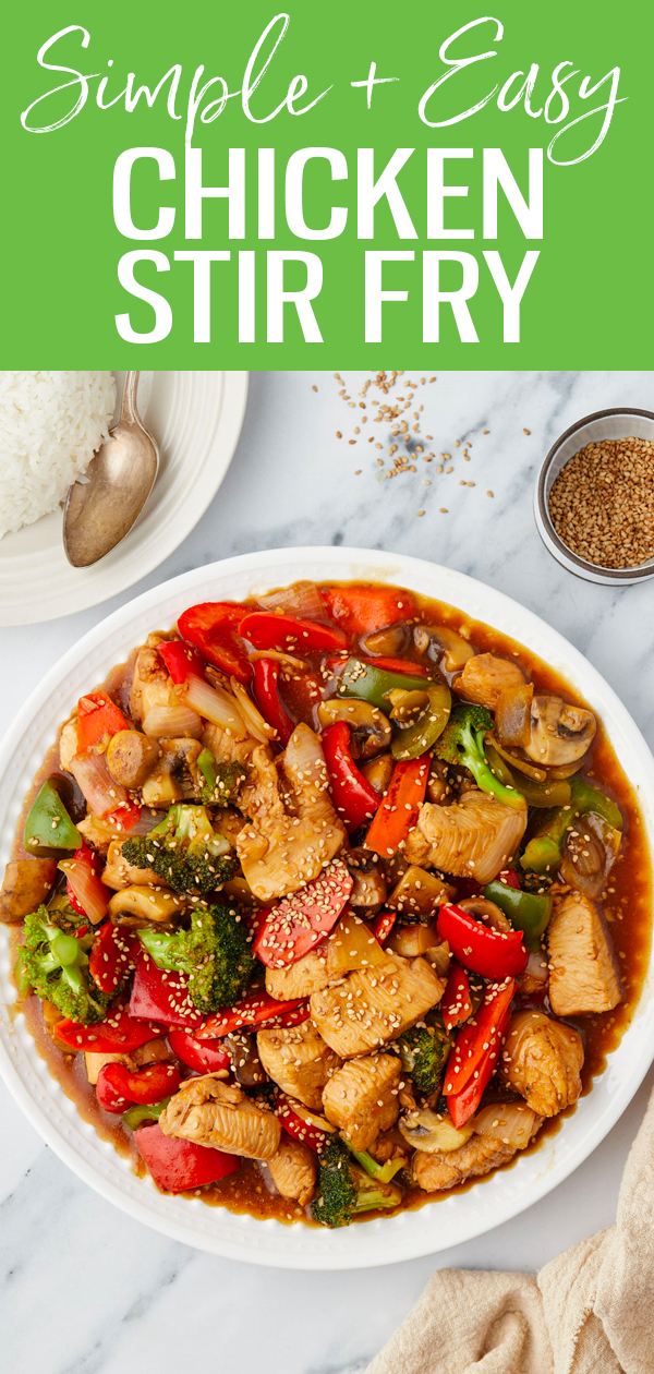 This easy chicken stir fry is perfect for busy weeknights or for meal prep lunches - and the sauce is made from pantry staples! #stirfry #mealprep