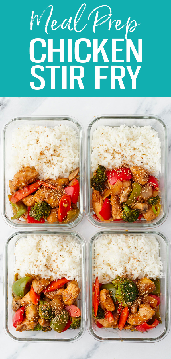 This easy chicken stir fry is perfect for busy weeknights or for meal prep lunches - and the sauce is made from pantry staples! #stirfry #mealprep