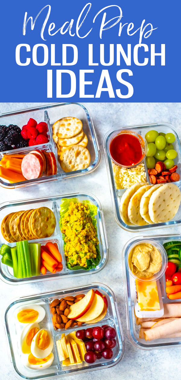These Easy Cold Lunch Ideas are perfect for work - they can all be made ahead and you don't need to worry about reheating them! #coldlunches #healthylunches