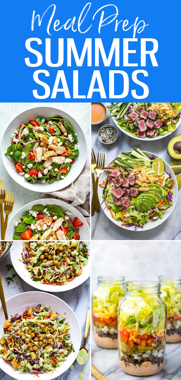 These 15+ Delicious Meal Prep Summer Salad Recipes are perfect to make ahead - they're a great way to enjoy seasonal fruits and vegetables! #salad #summer #mealprep