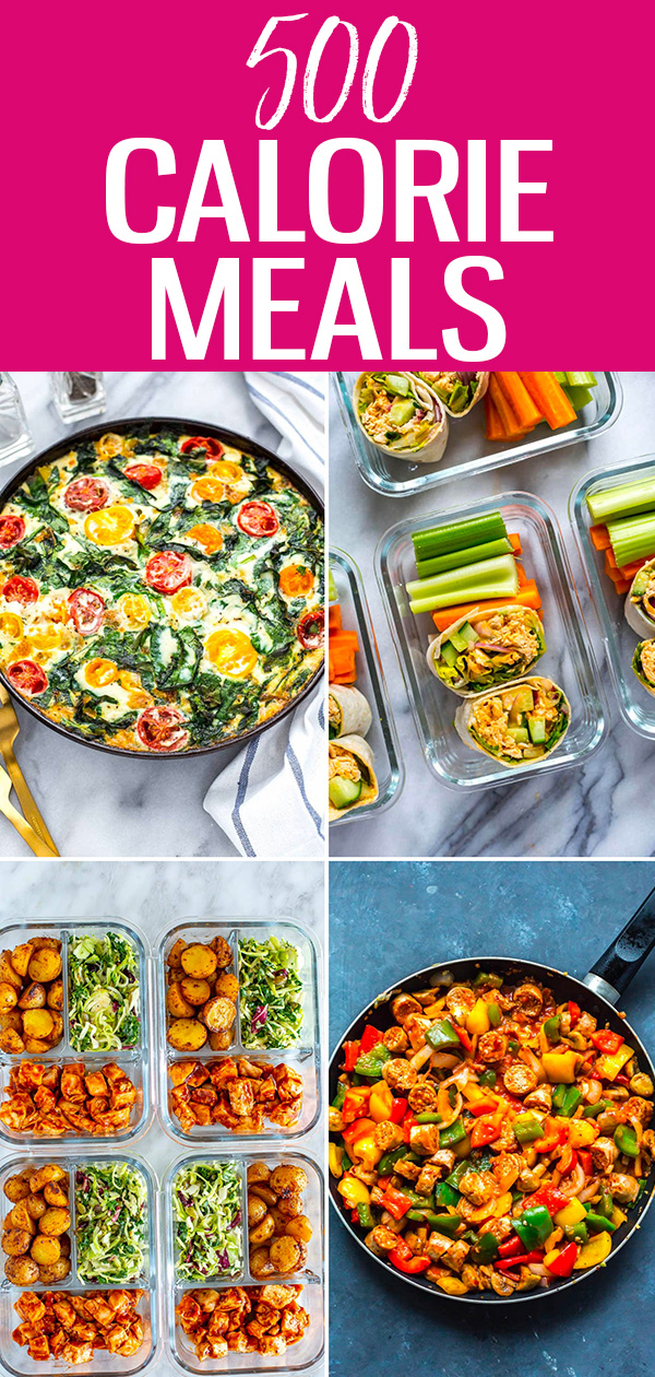 These healthy 500 calorie meals are so easy to make! Create a low calorie meal plan with breakfast, lunch and dinner recipes. #500calories #healthyrecipes