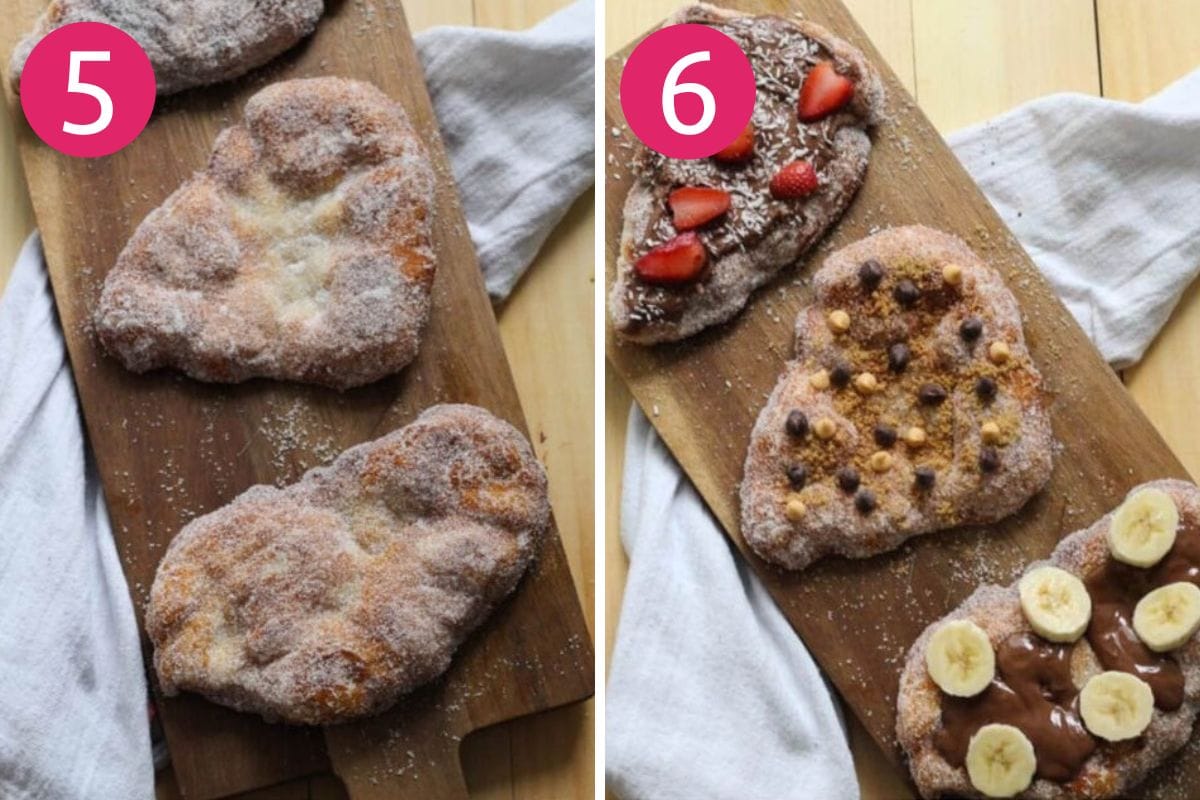 Steps 5 and 6 for making homemade beaver tails.