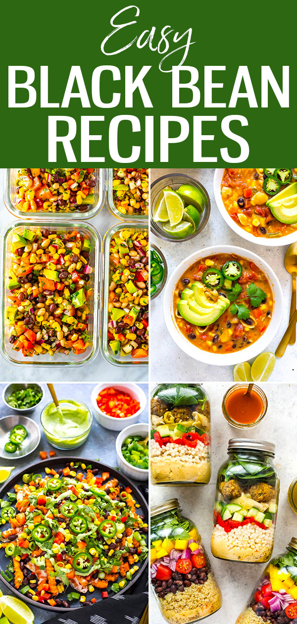 These Easy & Delicious Black Bean Recipes are so tasty. Try incorporating these cheap canned beans into soups, salads and meal prep bowls.  #blackbeans #easyrecipes
