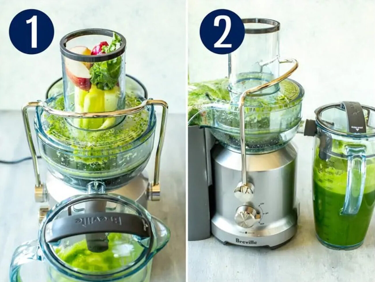Steps 1 and 2 for making juices: Prep your produce and run it through your juicer.