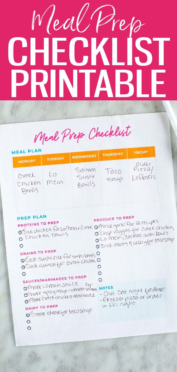 Simplify your meal planning with our free printable meal prep checklist template. Stay organized and save time with this download. #mealprep #printable