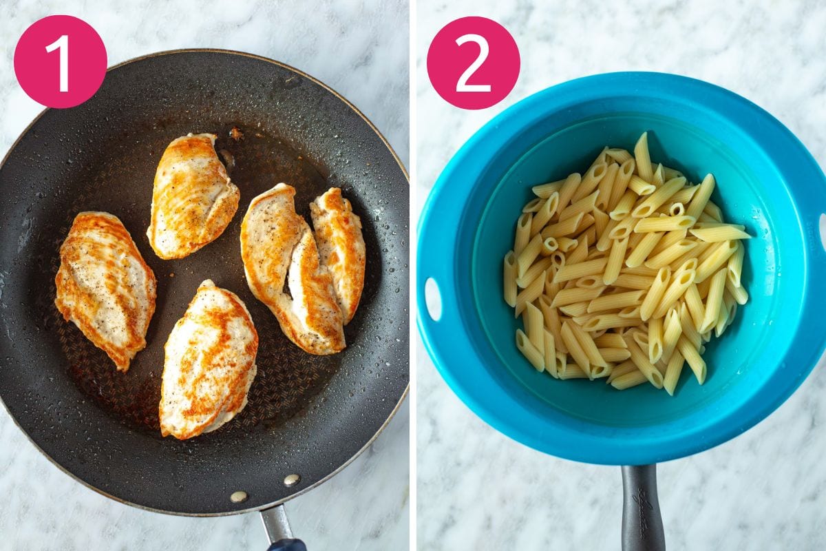 Steps 1 and 2 for making marry me chicken