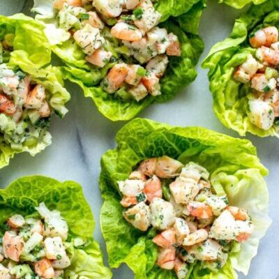 easy shrimp salad on lettuce