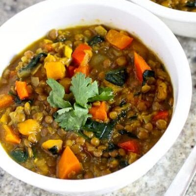 Curried Butternut Squash and Lentil Soup